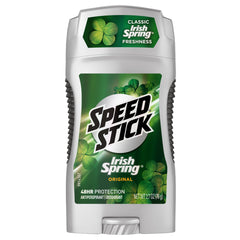 Speed Stick Irish Spring Original bottle shows long lasting freshness for daily confidence