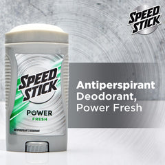 Speed Stick Men's Deodorant Fresh bottle closeup highlighting 24-hour protection.