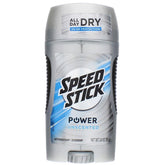 Speed Stick Power Unscented antiperspirant front view showing all-day protection potential.