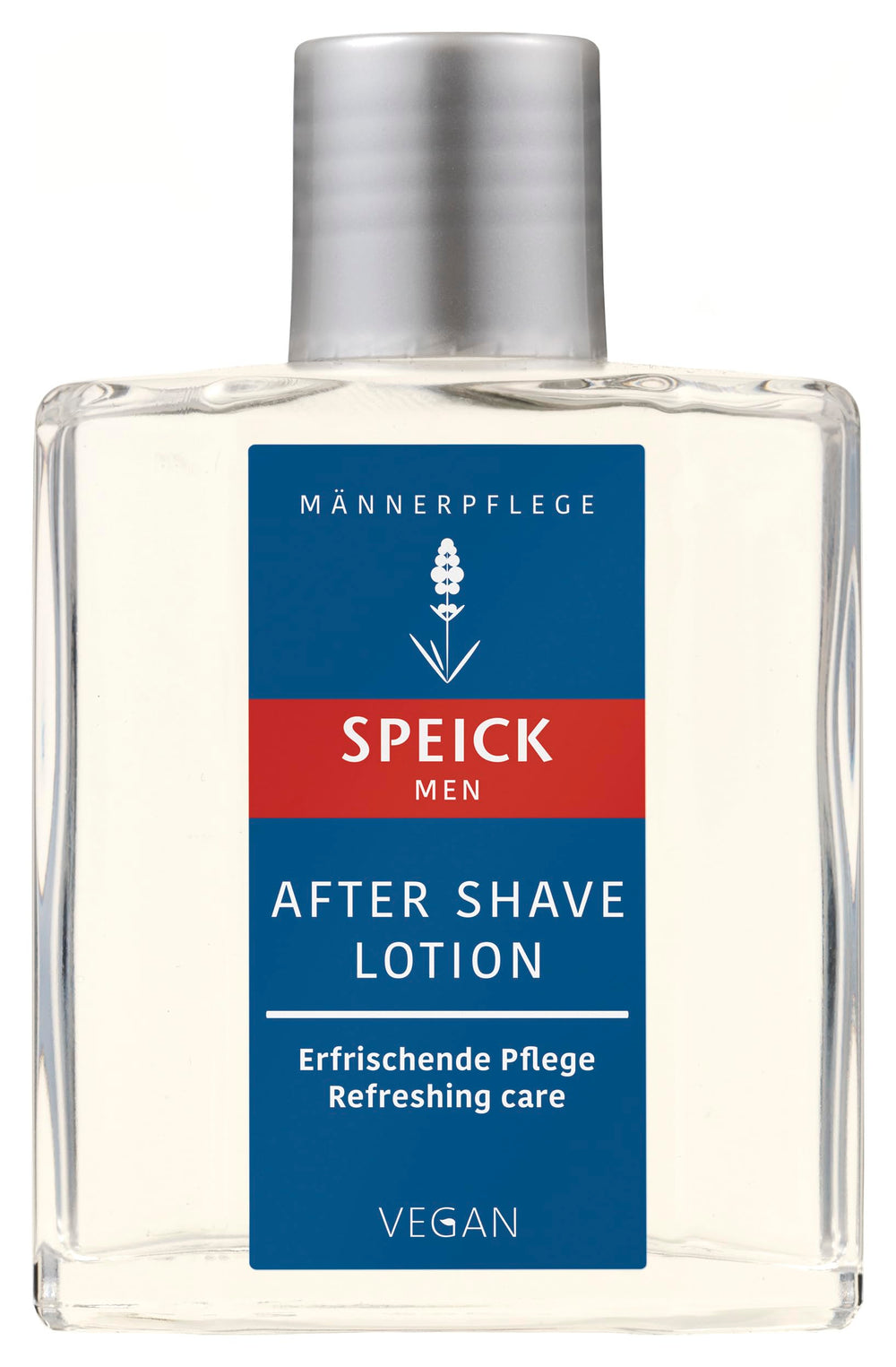 Speick After Shave Lotion bottle closeup showing soothing post-shave care.