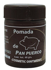 Spinen Pomada Pan Puerco jar closeup reveals rich, moisturizing texture for dry skin.