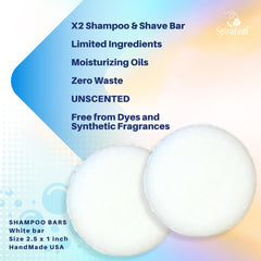 SpiraLeaf unscented shampoo bars close-up highlight fragrance-free formula for sensitive scalps