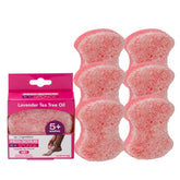 Spongables Pedi Scrub lavender pack shows dual-textured sponge for exfoliation and cleansing