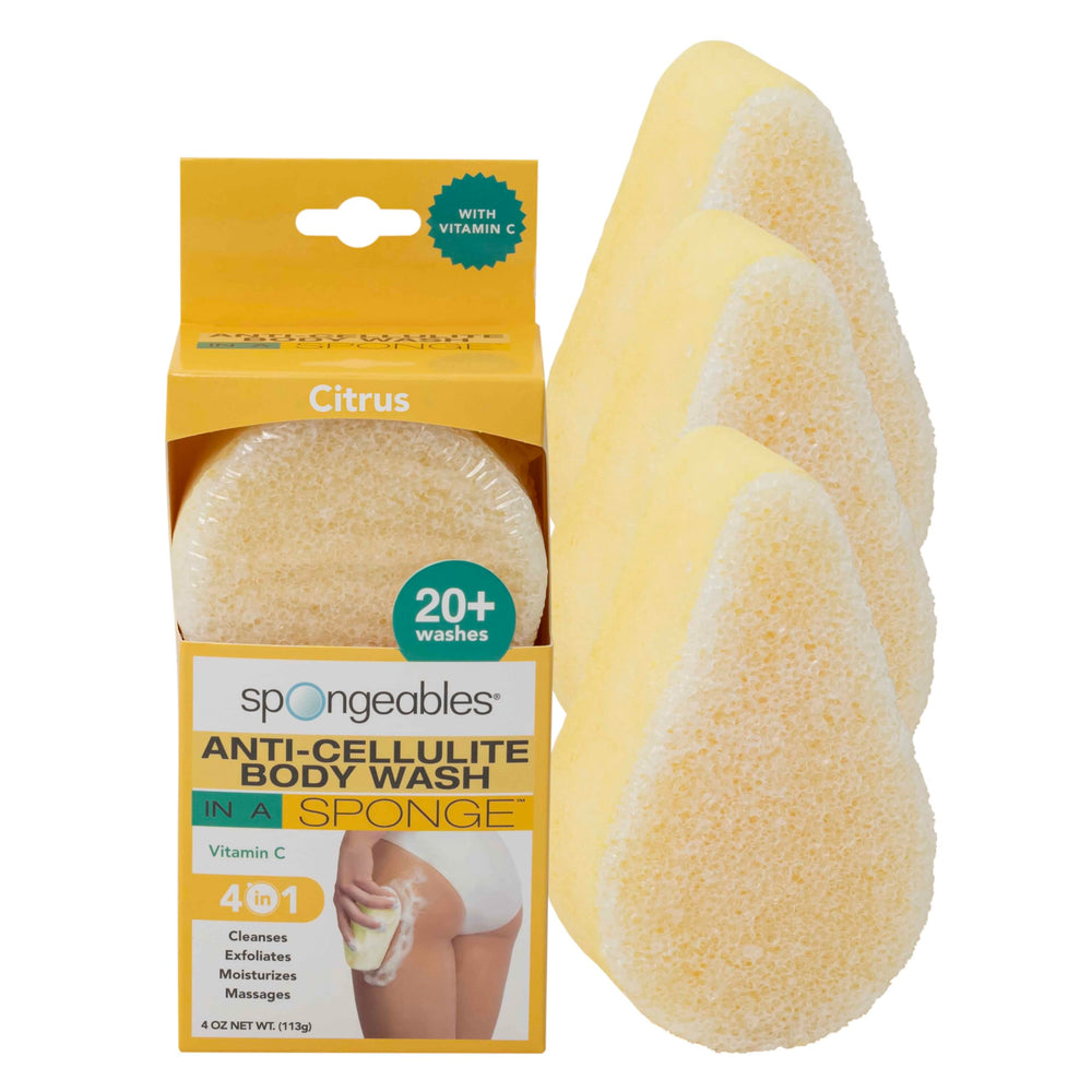 Spongeables anti cellulite body wash citrus sponges pack delivers a bright citrus scent and spa-like experience