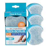Spongeables Pedi Scrub dual-textured sponge ideal for exfoliation and cleansing.