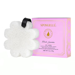 SPONGELLÉ French Lavender Buffer box front view highlights spa-like exfoliation
