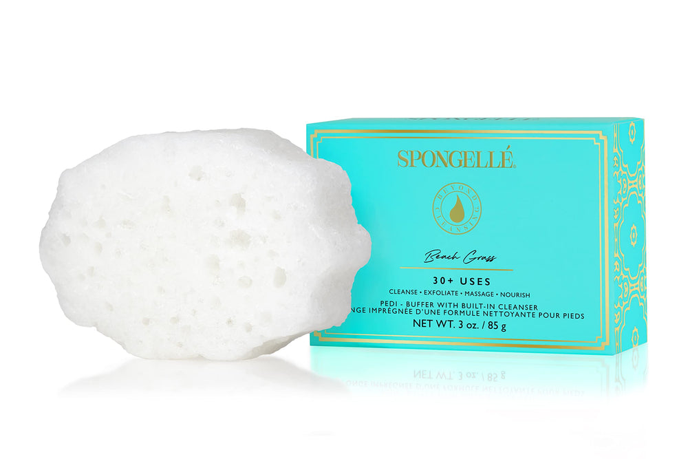 SPONGELLÉ Pedi-Buffer Beach Grass front view shows gentle exfoliation for smoother feet