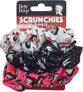 Spoontiques Betty Boops Scrunchies 3-pack close-up showing soft fabric and bold Betty Boop print