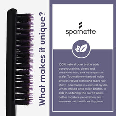 SPORNETTE Little Wonder boar bristles massage scalp for natural shine and nourishment