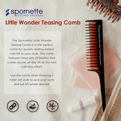 Spornette Little Wonder Rat Tail Comb showing instant root lift for fine hair.