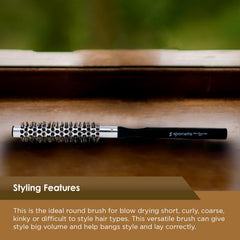 Spornette small round brush boar bristles inside demonstrates grip and shine