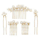Sppry wedding pearl hair combs set in gold for secure bridal updos