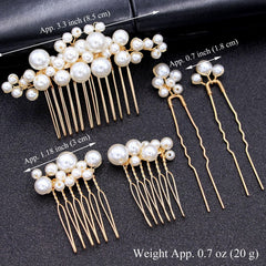 Sppry wedding pearl hair combs sideview in gold for timeless prom glam