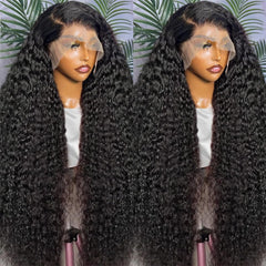 SQU&CIR pre-plucked baby hair deep wave wig 28in for a natural hairline.