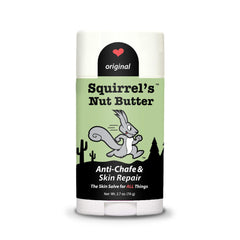Squirrel's Nut Butter Anti Chafe Stick on thigh area prevents rubbing during runs.