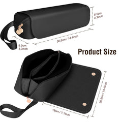 SS Hair Tools Travel Bag leather exterior close-up highlights durable heat resistant material.