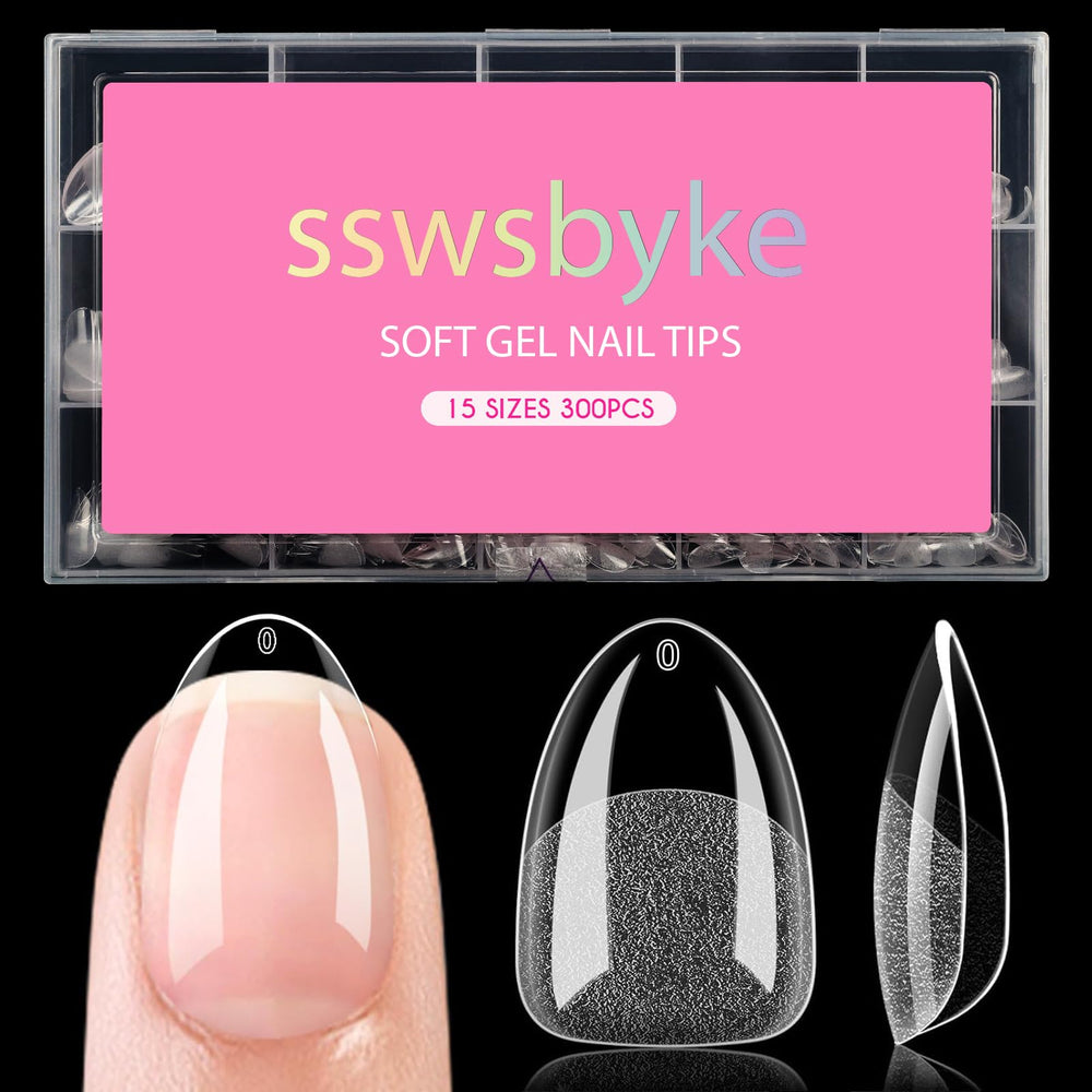 SSWSBYKE extra short almond nail tips pack for quick at-home manicures