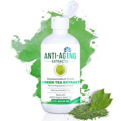 St. Croix Green Tea Extract bottle shows antioxidant-rich formula for skin and hair.