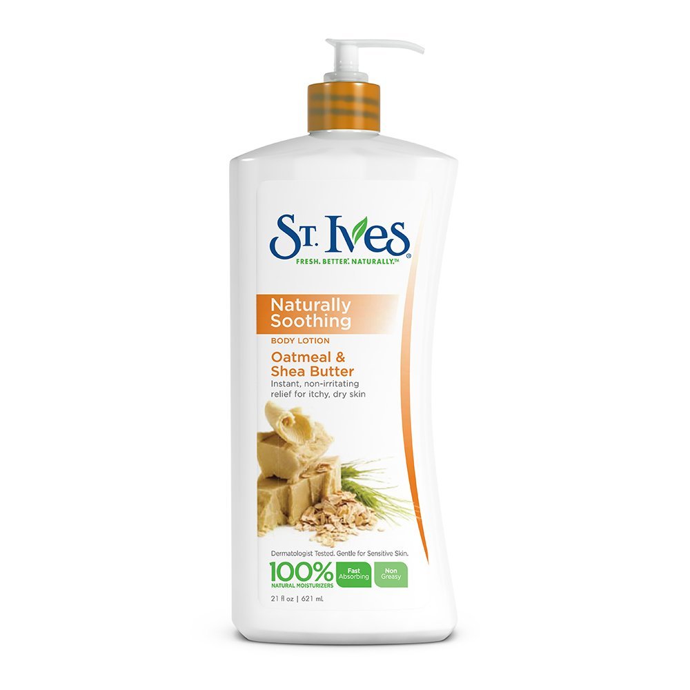 St. Ives bottle front view showing label and soothing benefits