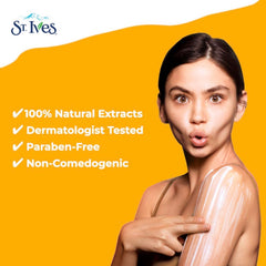 St. Ives lotion pump dispense showing quick absorption for daily care