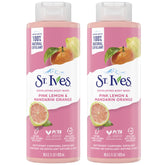St. Ives Pink Lemon & Mandarin Body Wash bottle front for a bright shower routine.