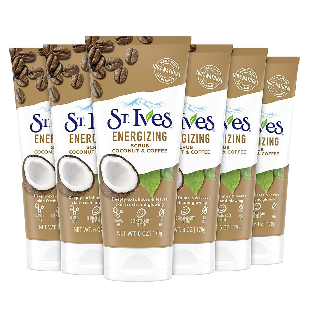 St. Ives Rise and Energize Scrub bottle delivers a refreshing, deep-clean cleanse.