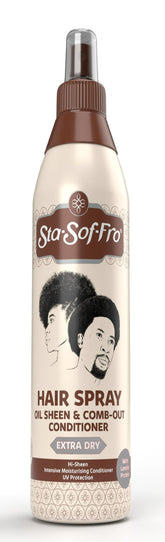 Sta-Sof-Fro Extra Dry Hair Spray bottle showing easy conditioning for frizz-prone hair