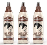 Sta-Sof-Fro hair spray bottle pour enables easy detangling on dry hair.