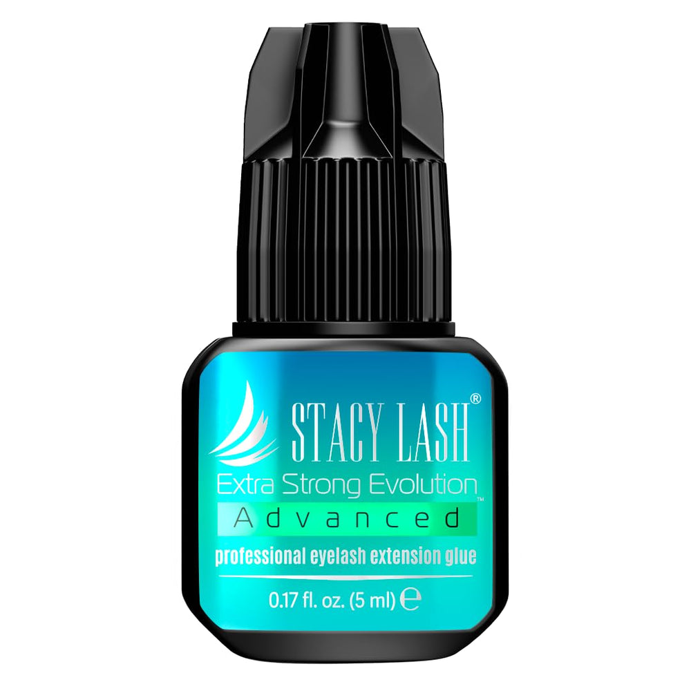 STACY LASH extra-strong evolution glue bottle for fast-drying eyelash extensions.