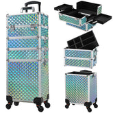 Stagiant rolling makeup case front view shows Watery Blue finish for stylish travel organization.