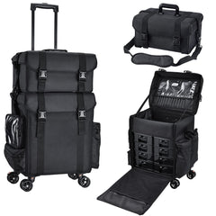 Stagiant rolling-makeup-case-soft-sided enables portable organization for on-the-go makeup artists.