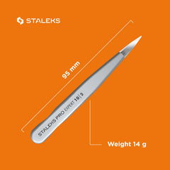 Staleks Pro Expert 10 eyebrow tweezers polished finish minimizes skin irritation during use.