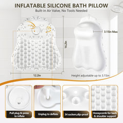 Starotatess bath pillow with upgraded suction cups adheres securely to tubs