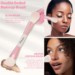 START MAKERS blush and bronzer dual-ended brush pink delivers soft, seamless blends.