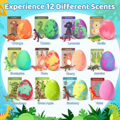 STARYAR surprise-toy-inside bath bomb reveals dinosaur toys during play.