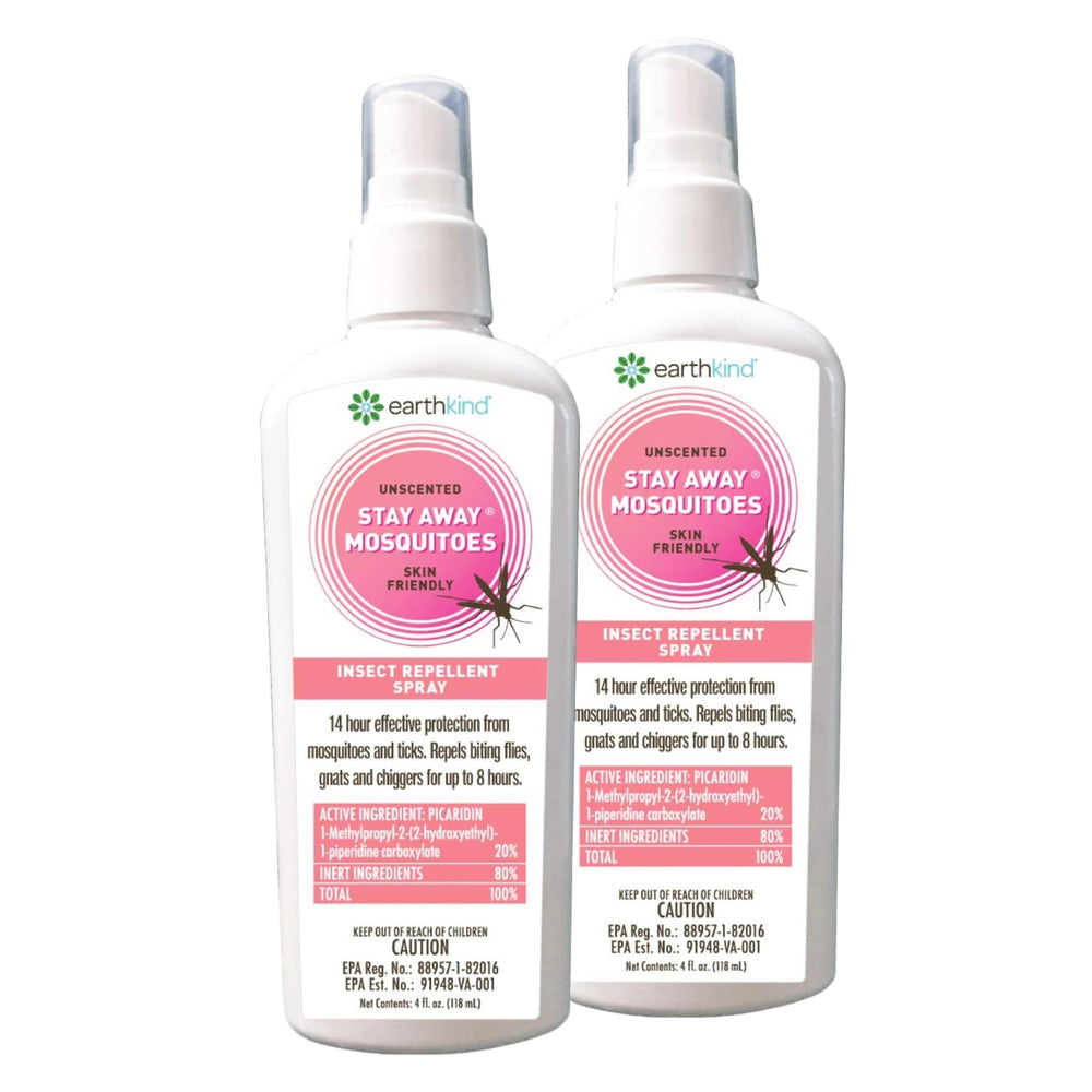Stay Away EarthKind mosquito spray bottle showing long-lasting protection