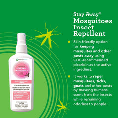 Stay Away unscented mosquito spray application demonstrates odorless indoor outdoor use
