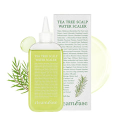 STEAMBASE Tea Tree Scalp Treatment bottle highlighting purifying formula for oily scalp