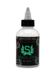 Stencil Stuff Made in USA seal highlights non-toxic, skin-friendly formula for tattoos.