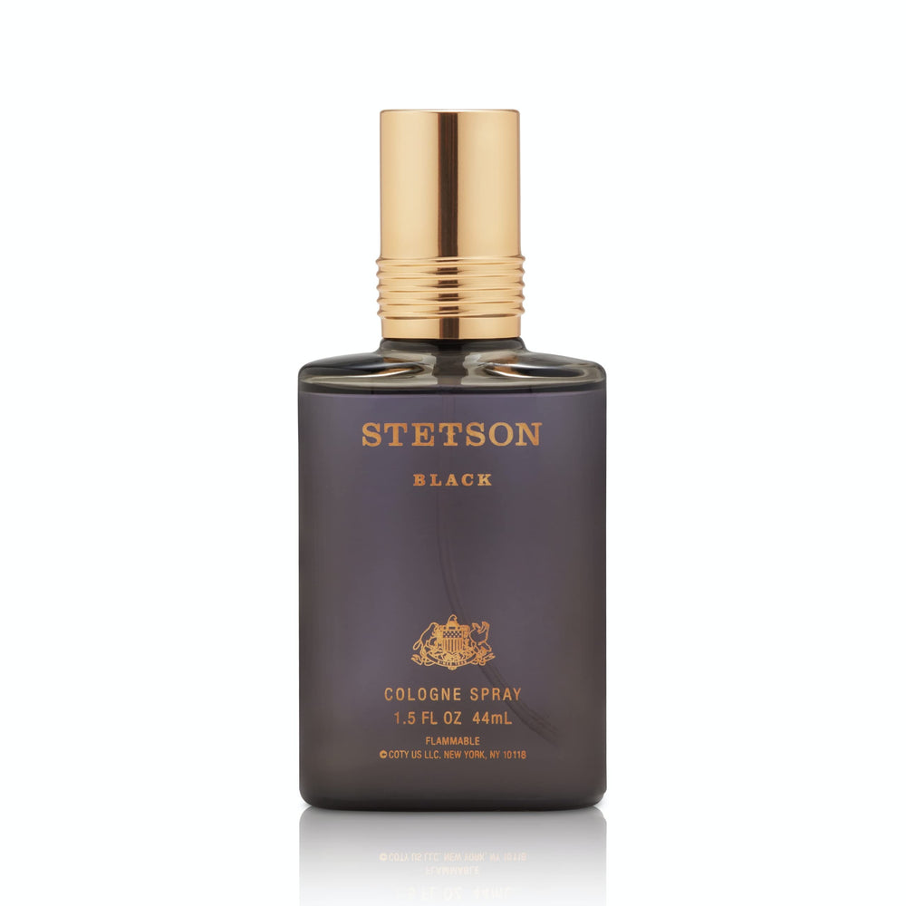 Stetson Black bottle front view showcasing the masculine design for daily wear