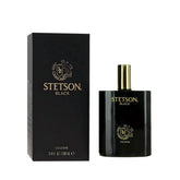 Stetson Black bottle closeup highlights masculine packaging for daily wear.