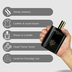 Stetson Black spray bottle demonstrates easy, even application for long-lasting presence.