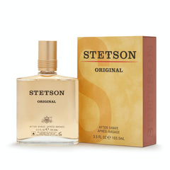 Stetson Original Aftershave label closeup highlights heritage branding.