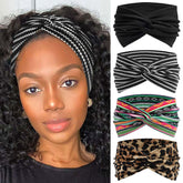 STGDAK four-pack wide headbands with stripe knots for versatile everyday styling.