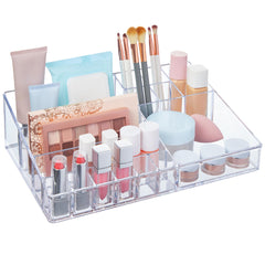 STORi Audrey clear vanity organizer with 15 compartments for easy makeup storage