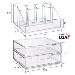 STORi Chloe stackable vanity setup saves space with versatile storage.