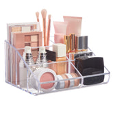 STORi clear vanity organizer front view shows crystal-clear space-saving design for easy brush access.
