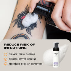 Stories & Ink label closeup highlights fragrance-free sulfate-free formulation for sensitive skin