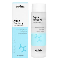 Stratia Aqua Factory Toner bottle ready for daily hydration and barrier support.