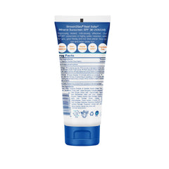 STREAM 2 SEA sunscreen tube back displays ingredients and usage tips for daily protection.